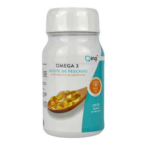 Aceite de pescado Omega 3 DHA & EPA 90 capsulas 1480 mg Qina ntl