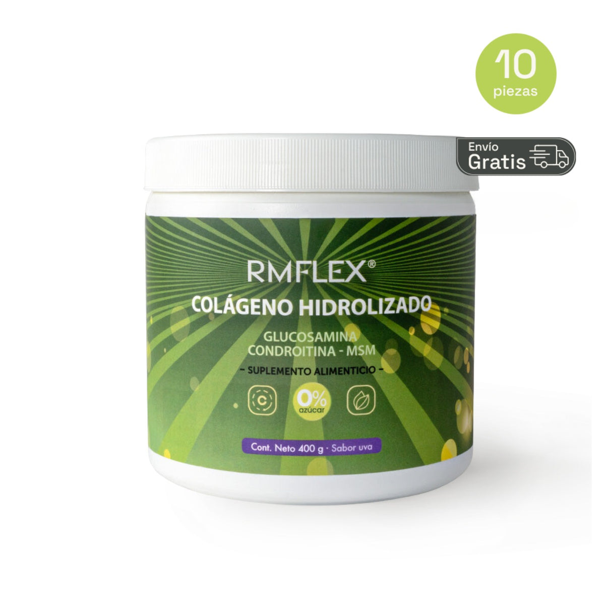 Colágeno hidrolizado, Glucosamina, Condroitina, MSM 400 g Rmflex